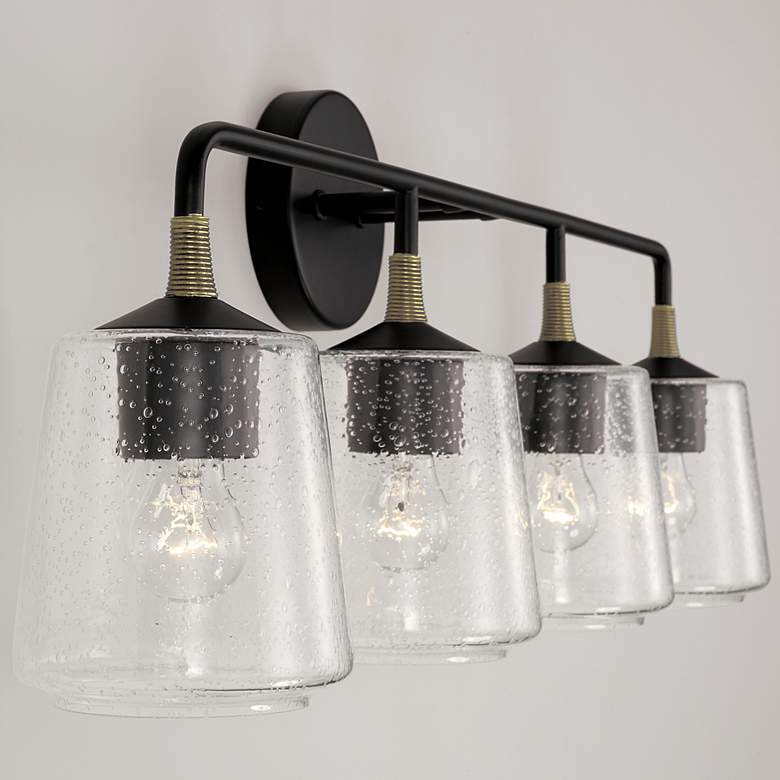 Image 4 Amara 31 1/2" Wide Matte Black Brass 4-Light Bath Light more views