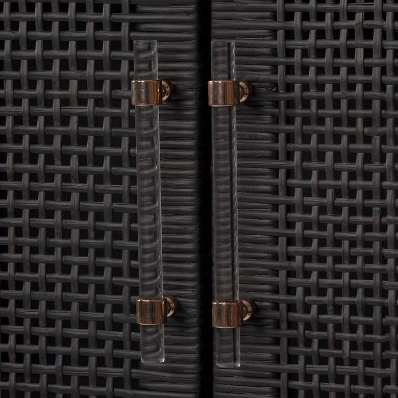 Image 2 Amara 31 3/4" Wide Charcoal Woven Rattan 2-Door Wall Cabinet more views