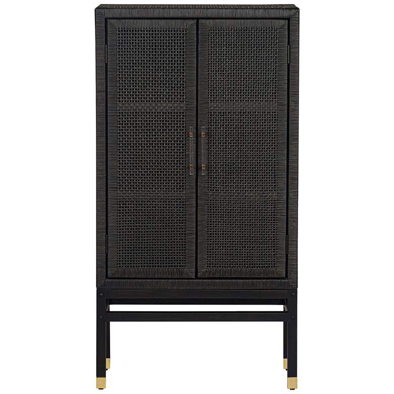 Image 3 Amara 31 3/4" Wide Charcoal Woven Rattan 2-Door Wall Cabinet more views
