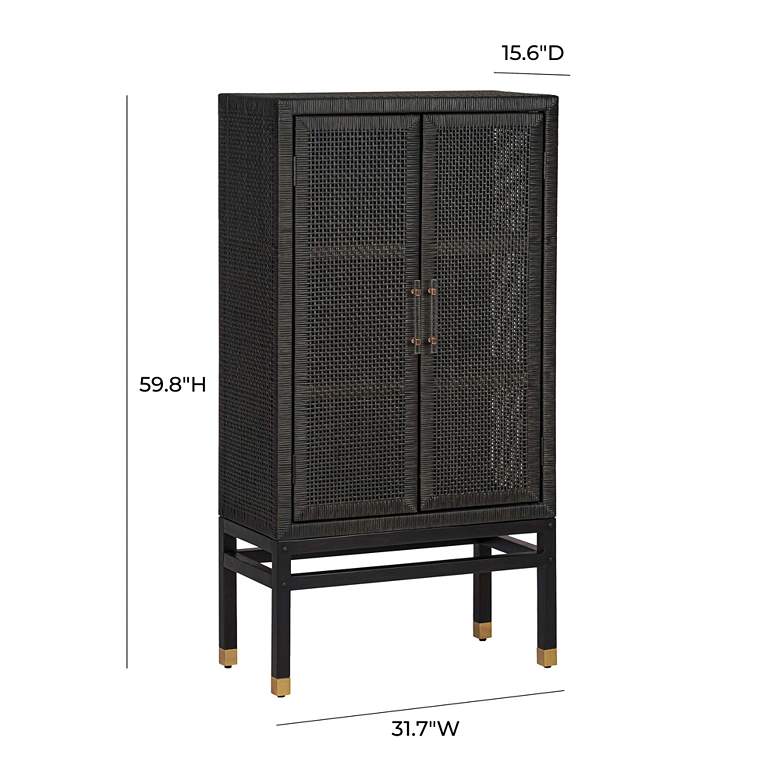 Image 6 Amara 31 3/4" Wide Charcoal Woven Rattan 2-Door Wall Cabinet more views