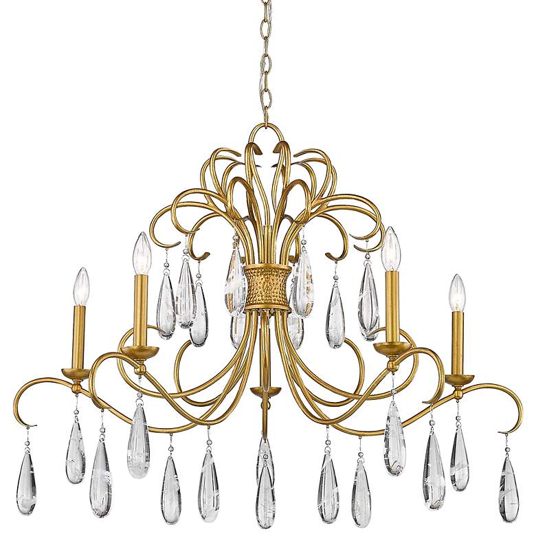 Image 3 Amara 38" Wide Gilded Gold Crystal 5-Light Candle Chandelier