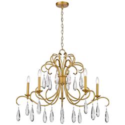 Amara 38" Wide Gilded Gold Crystal 5-Light Candle Chandelier