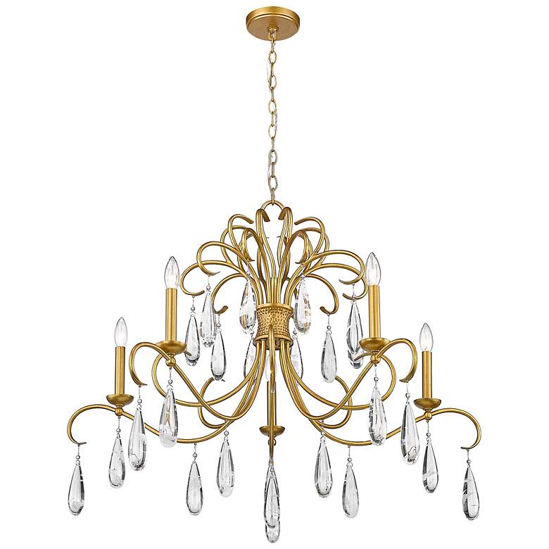 Image 5 Amara 38" Wide Gilded Gold Crystal 5-Light Candle Chandelier more views