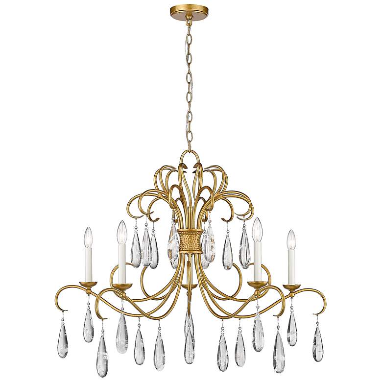 Image 6 Amara 38" Wide Gilded Gold Crystal 5-Light Candle Chandelier more views