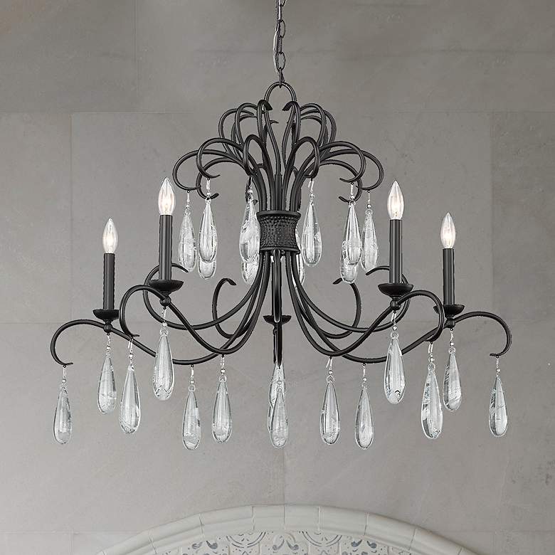 Image 2 Amara 38" Wide Matte Black 5-Light Chandelier