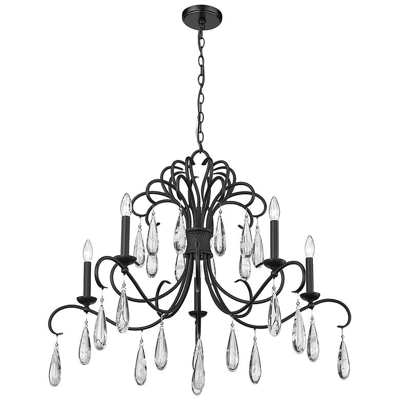 Image 7 Amara 38" Wide Matte Black 5-Light Chandelier more views