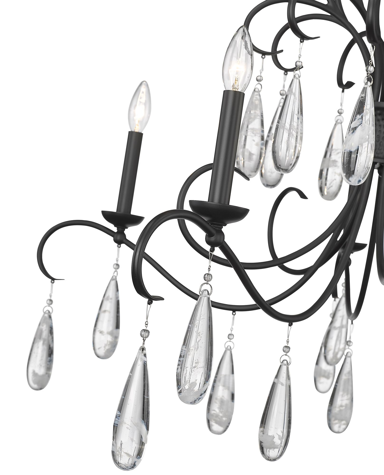 Amara 38" Wide Matte Black 5-Light Chandelier in scene