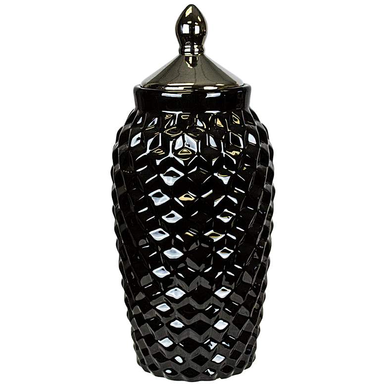 Image 1 Amara Black 15 inch High Decorative Lidded Jar