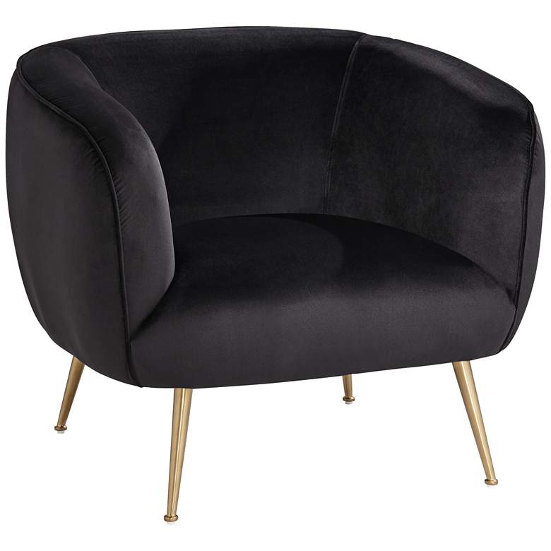 Image 3 Amara Black Sky Fabric and Gold Metal Armchair