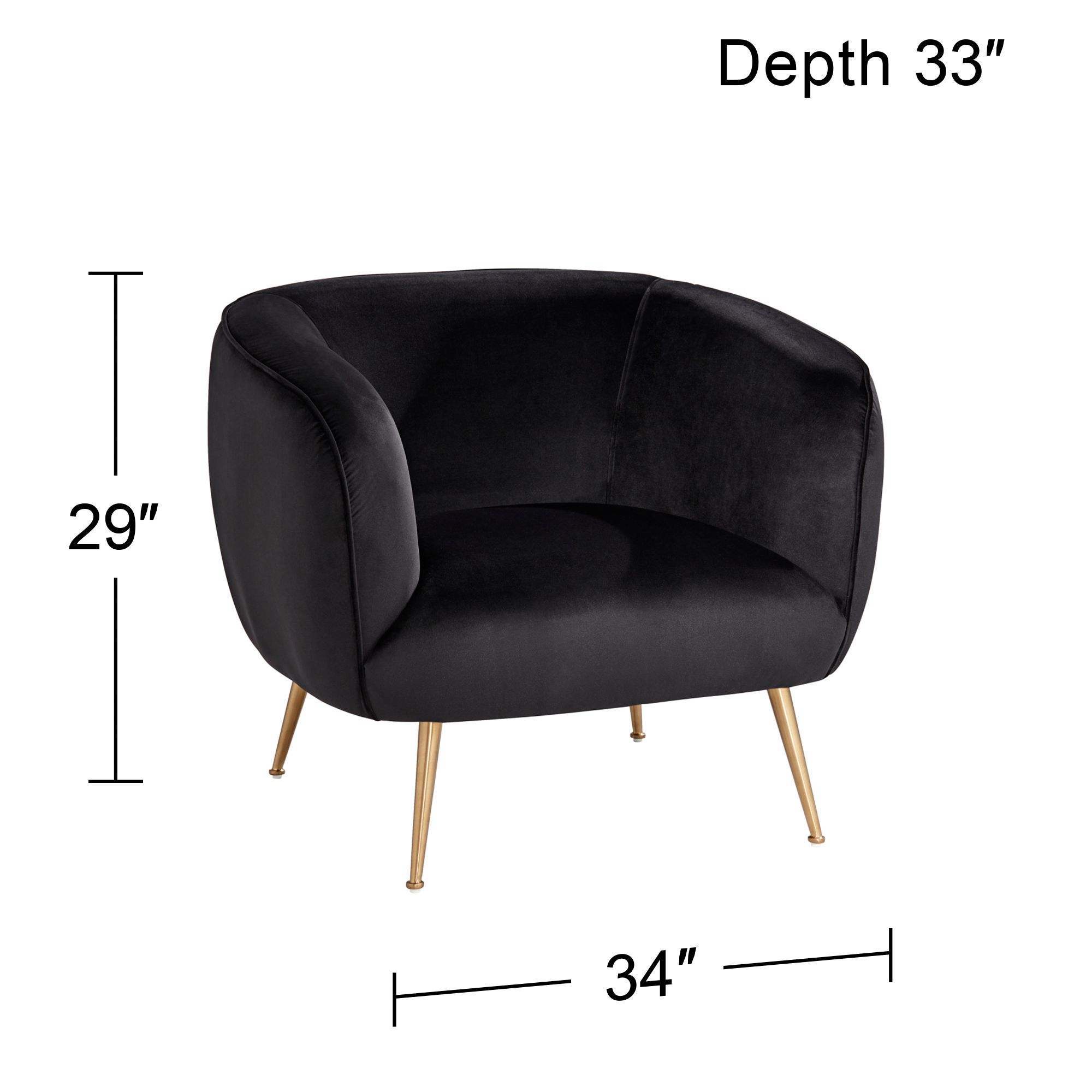 Amara Black Sky Fabric and Gold Metal Armchair in scene