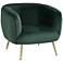 Amara Deep Green Sky Fabric and Gold Metal Armchair