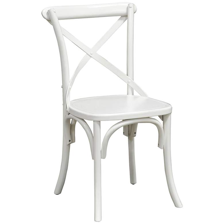 Image 1 Amara Iron Cross-Back Retro Pine Wood White Side Chair