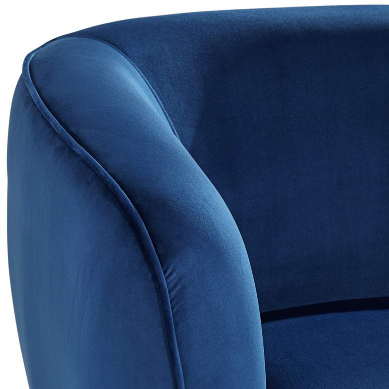 Image 5 Amara Navy Blue Sky Fabric and Gold Metal Armchair more views