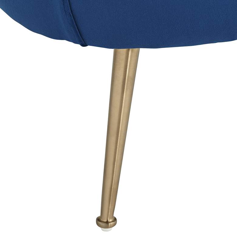 Image 7 Amara Navy Blue Sky Fabric and Gold Metal Armchair more views