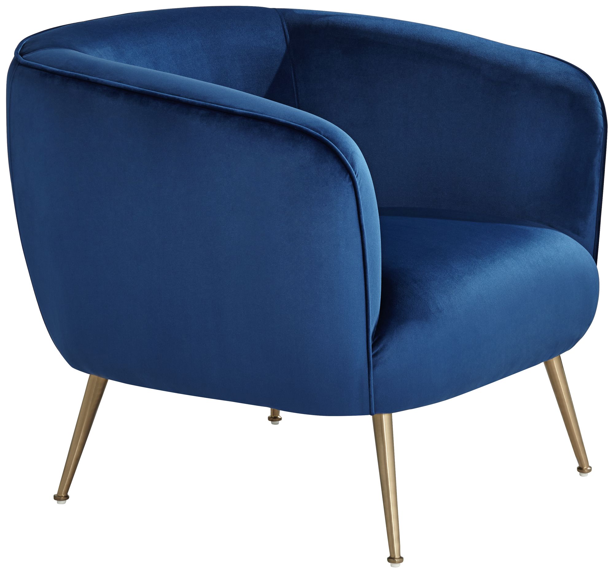 Amara Navy Blue Sky Fabric and Gold Metal Armchair in scene