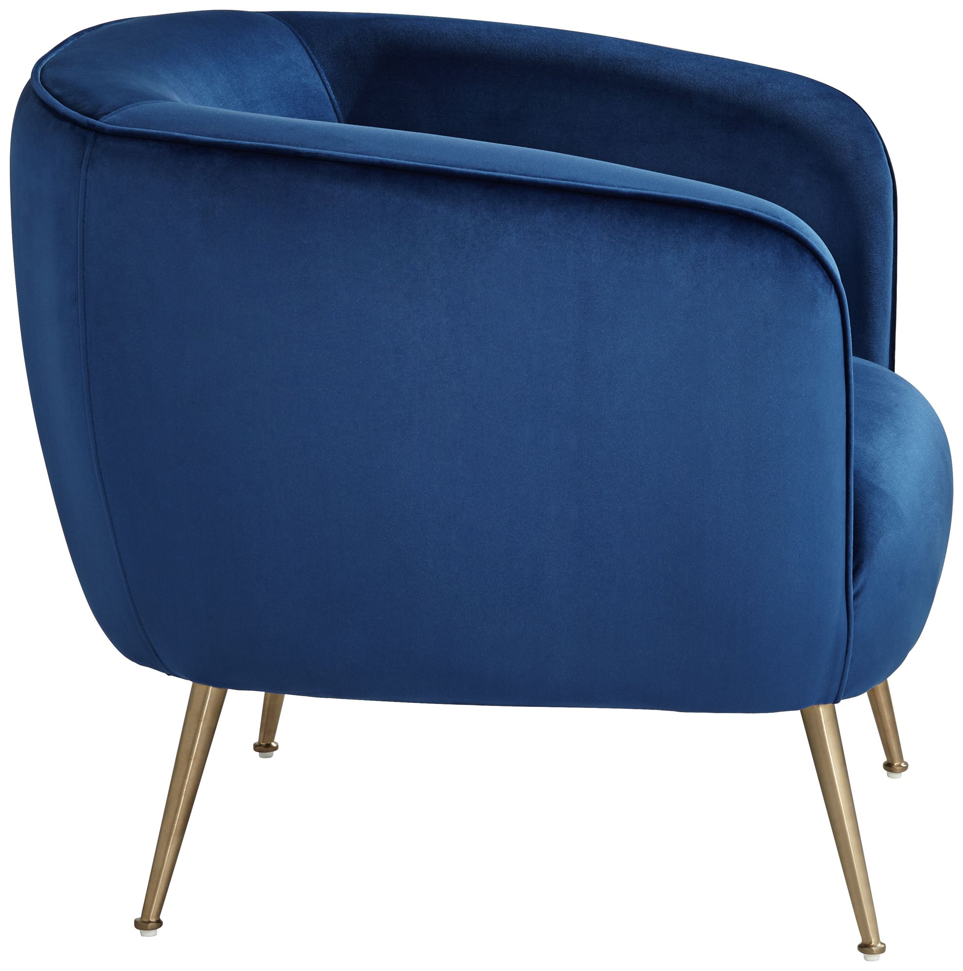 Amara Navy Blue Sky Fabric and Gold Metal Armchair in scene
