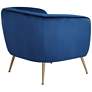 Amara Navy Blue Sky Fabric and Gold Metal Armchair in scene
