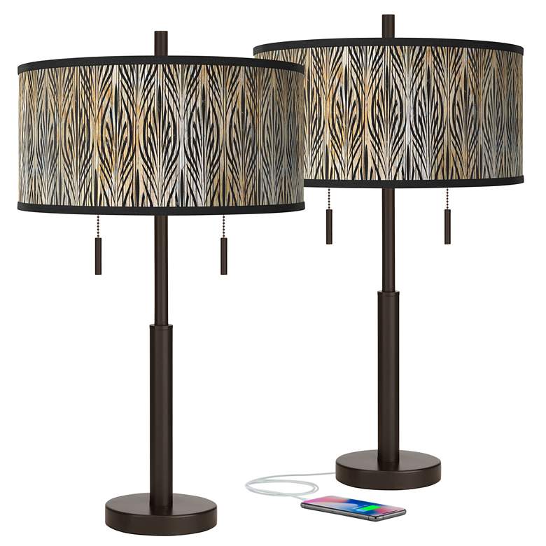 Image 1 Amara Robbie Bronze USB Table Lamps Set of 2