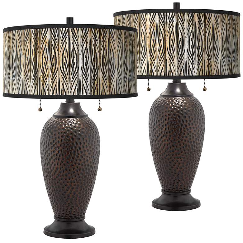 Image 1 Amara Zoey Hammered Oil-Rubbed Bronze Table Lamps Set of 2