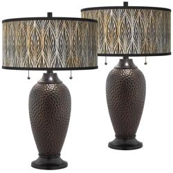 Amara Zoey Hammered Oil-Rubbed Bronze Table Lamps Set of 2