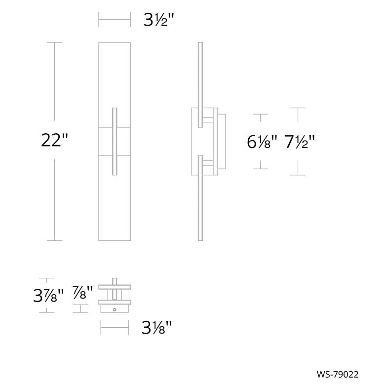 Image 4 Amari 22"H x 3.5"W 4-Light Wall Sconce in Black more views