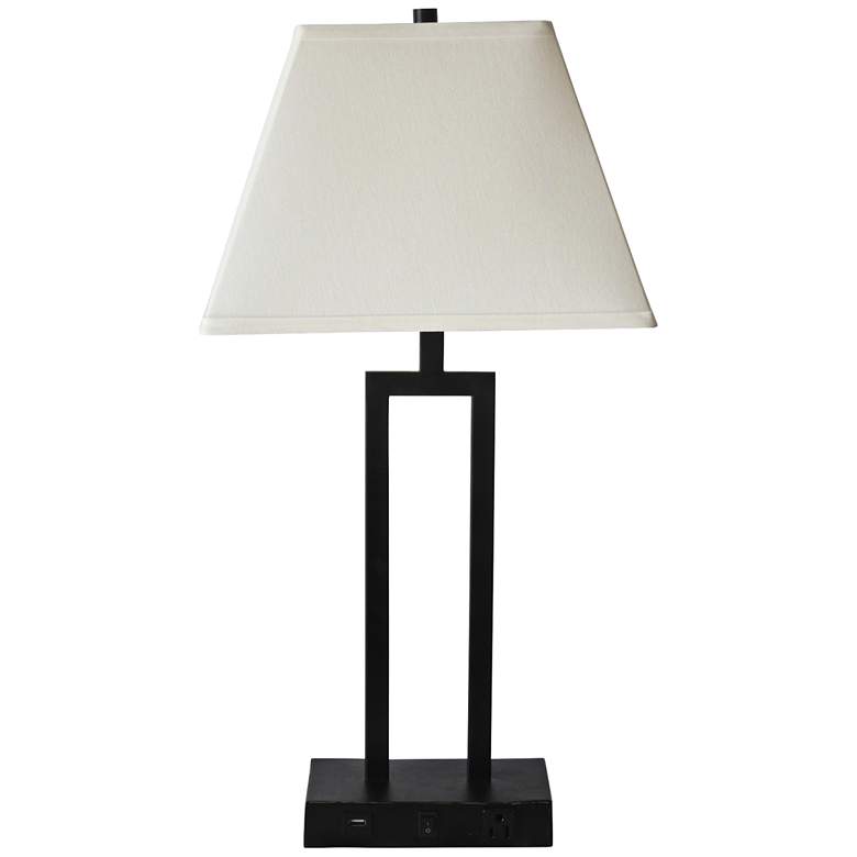 Image 2 Amari Bronze Metal Table Lamp with Outlet and USB Port