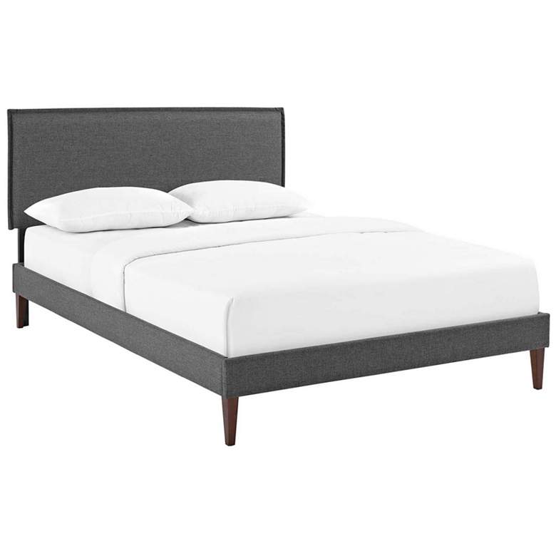 Image 1 Amaris Gray Polyester Fabric Platform Queen Bed