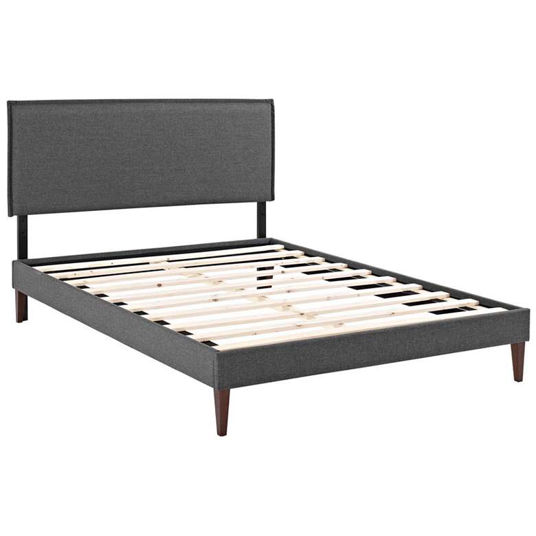 Image 2 Amaris Gray Polyester Fabric Platform Queen Bed more views