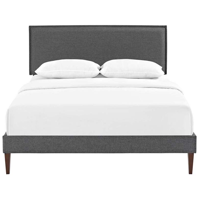 Image 4 Amaris Gray Polyester Fabric Platform Queen Bed more views