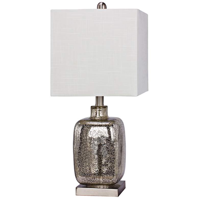 Image 1 Amasa 22" Brushed Steel Metal and Silver Glass Accent Table Lamp