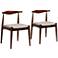 Amato Gray Fabric and Walnut Wood Dining Chairs Set of 2