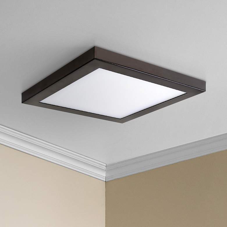 Image 1 Amax Lighting Platter 13" Square Bronze LED Outdoor Ceiling Light