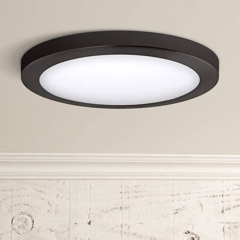 Image 1 Amax Lighting Platter 15" Black Disc LED Outdoor Ceiling Light