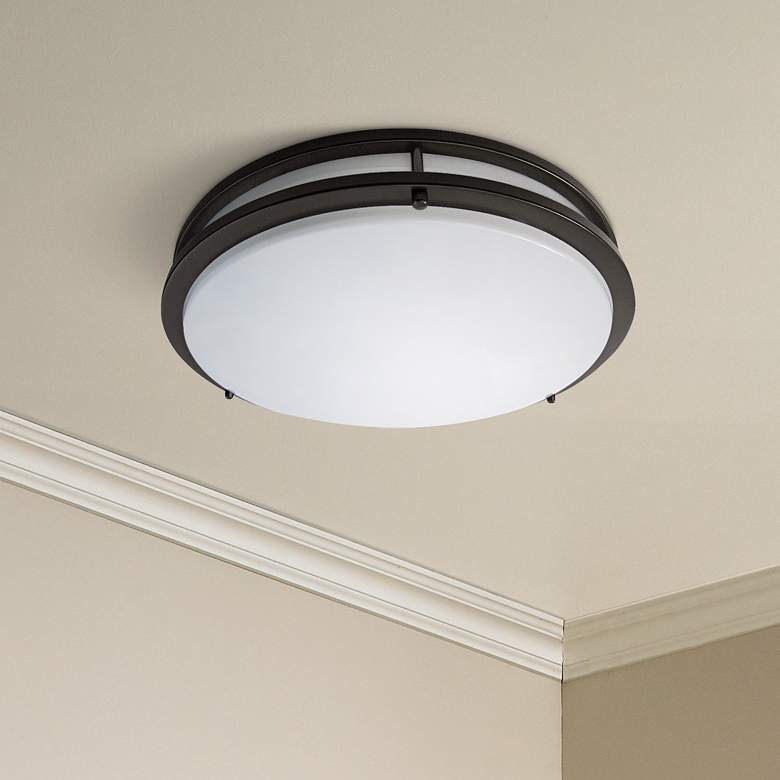 Image 1 Amax Zaire Bronze 14" Wide Modern Flushmount LED Ceiling Light