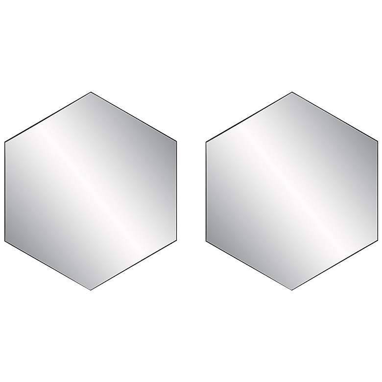 Image 2 Amaya Black 23 1/4" x 20 1/4" Hexagon Wall Mirrors Set of 2