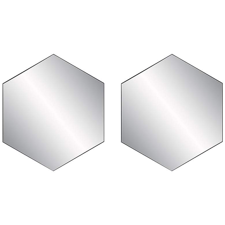 Image 2 Amaya Black 23 1/4 inch x 20 1/4 inch Hexagon Wall Mirrors Set of 2