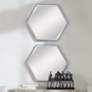 Amaya Black 23 1/4" x 20 1/4" Hexagon Wall Mirrors Set of 2