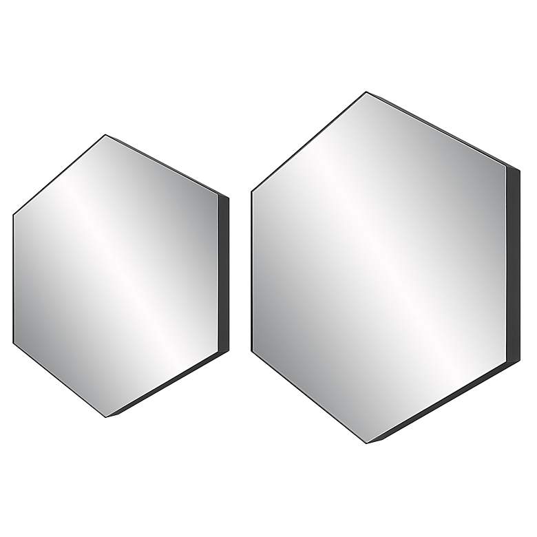 Image 3 Amaya Black 23 1/4" x 20 1/4" Hexagon Wall Mirrors Set of 2 more views