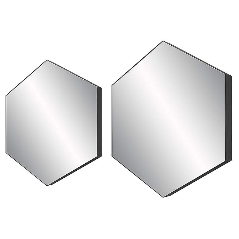 Image 3 Amaya Black 23 1/4 inch x 20 1/4 inch Hexagon Wall Mirrors Set of 2 more views