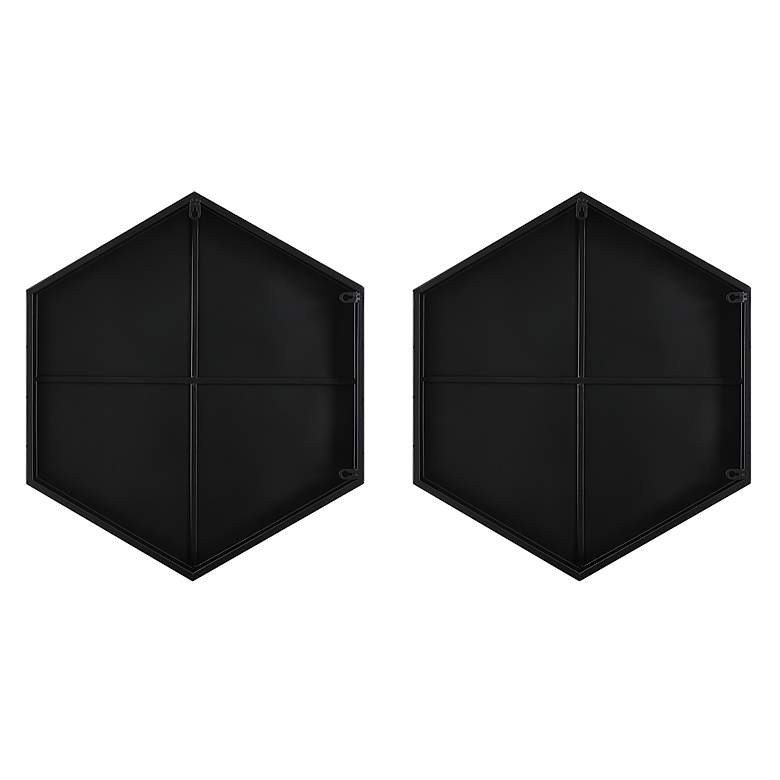 Image 5 Amaya Black 23 1/4 inch x 20 1/4 inch Hexagon Wall Mirrors Set of 2 more views