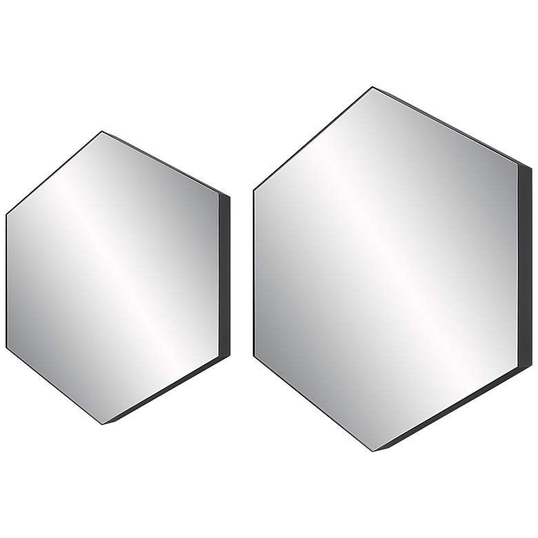 Image 6 Amaya Black 23 1/4 inch x 20 1/4 inch Hexagon Wall Mirrors Set of 2 more views