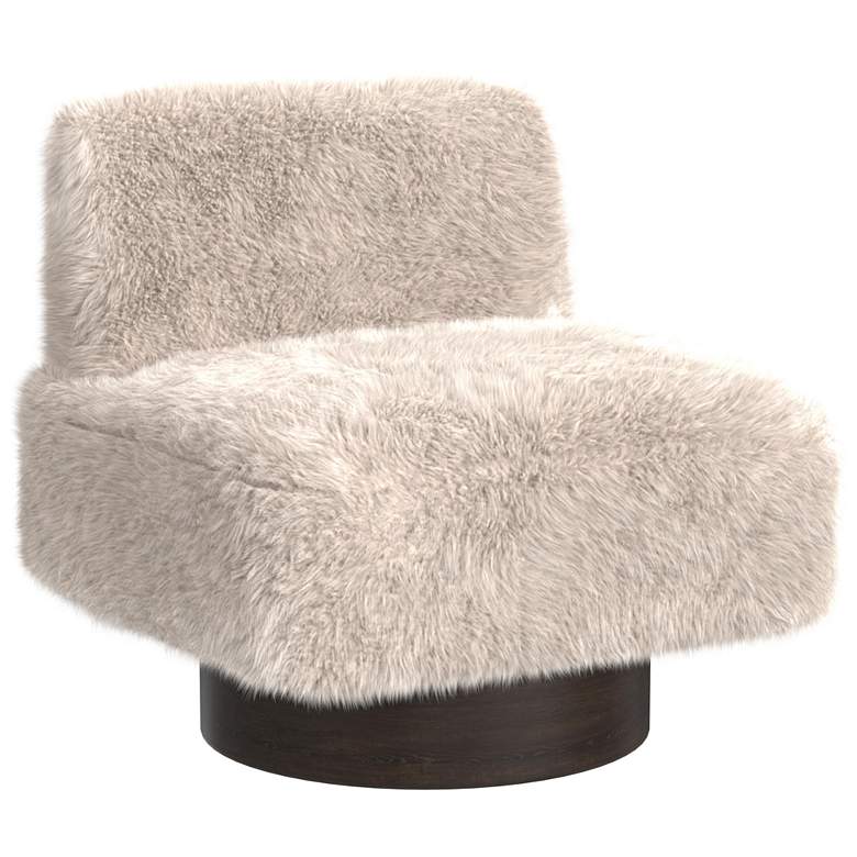Image 1 Amaya Modern Styled Faux Fur Swivel Accent Chair