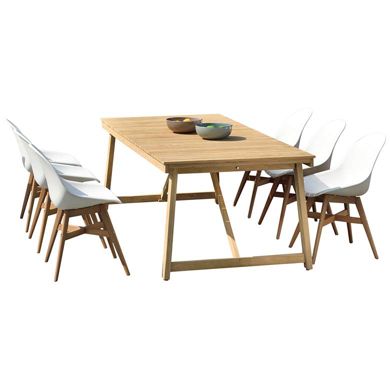 Image 2 Amazonia Klaire 7-Piece Rectangular Teak and Eucalyptus Patio Dining Set