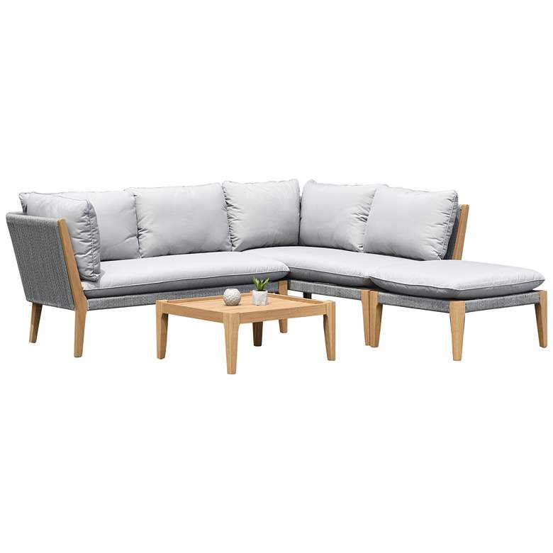 Image 3 Amazonia Positano 4-Piece Gray Eucalyptus Outdoor Patio Seating Set