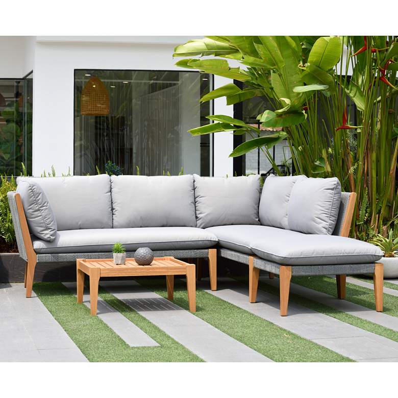 Image 2 Amazonia Positano 4-Piece Gray Eucalyptus Outdoor Patio Seating Set