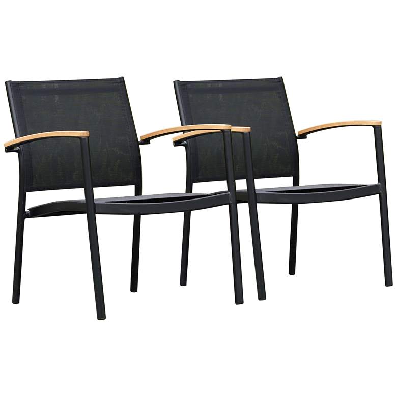 Image 2 Amazonia Trevi Black Eucalyptus Stacking Sofa Chair Set of 2