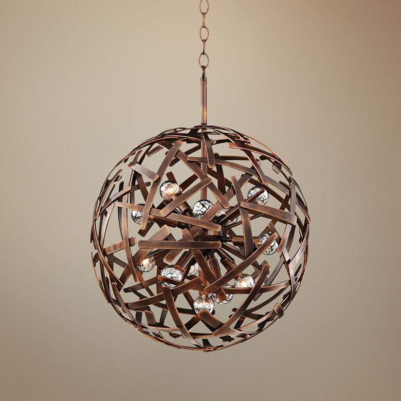 Image 1 Ambassador 20 inch Wide Copper Recycled Steel Sphere Pendant