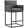 1_Ambassador 26" Gray Genuine Leather Counter Stool