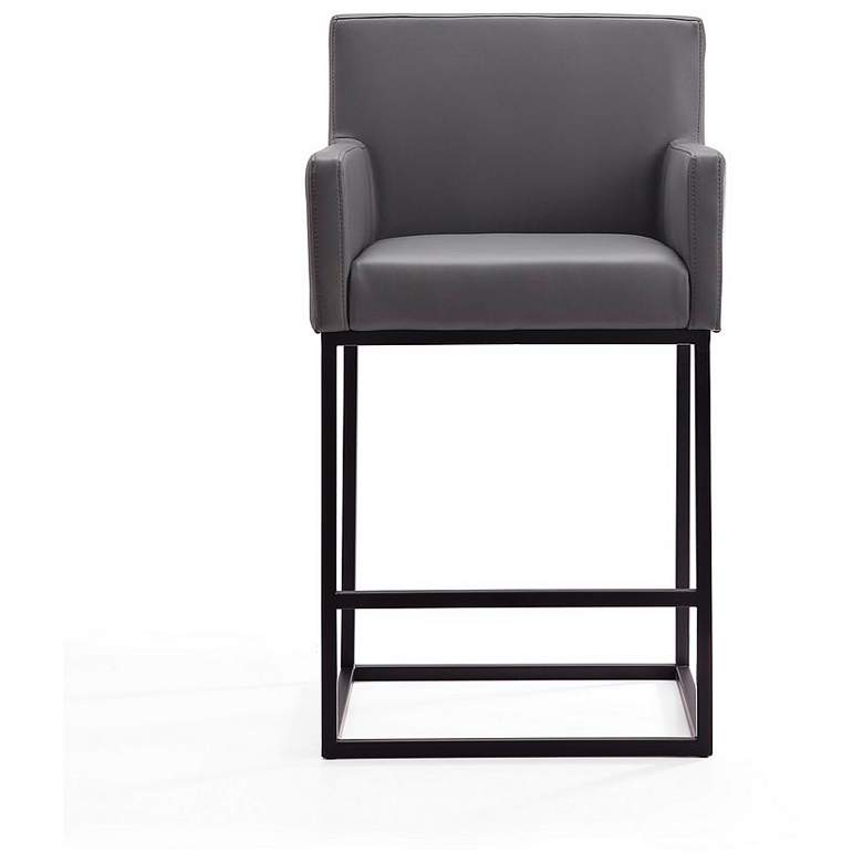 Image 4 Ambassador 26" Gray Genuine Leather Counter Stool more views