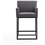 4_Ambassador 26" Gray Genuine Leather Counter Stool more views